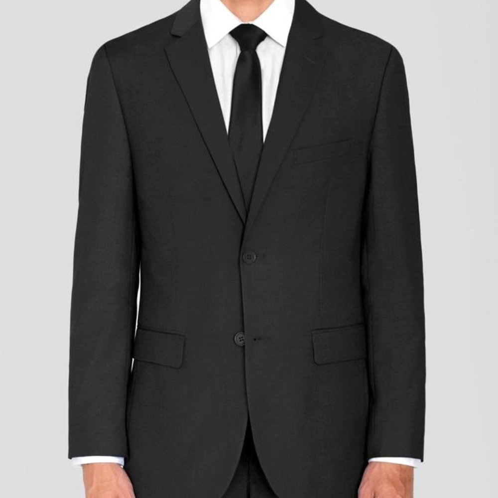 Black Two Button Slim Suit Jacket